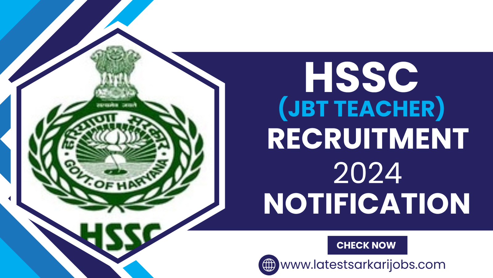 HSSC Haryana JBT Teacher Recruitment 2024