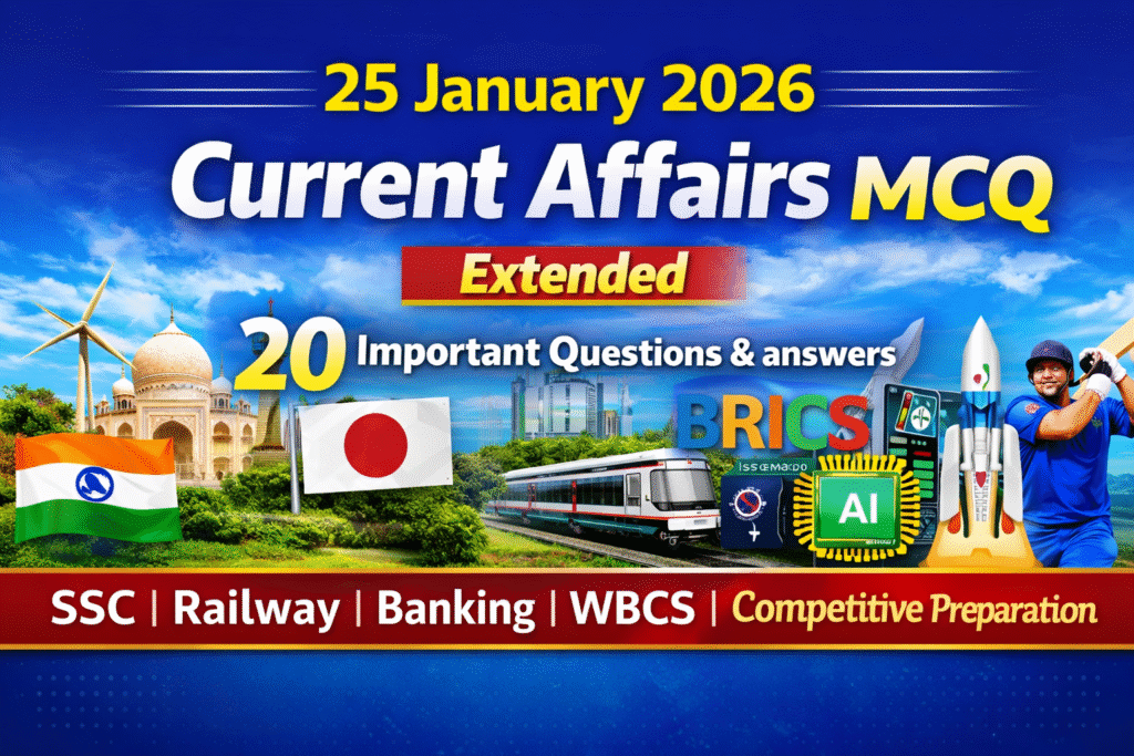 25 January 2026 Current Affairs MCQ Extended Set Questions